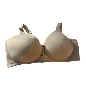 Vanity Fair Full Coverage Beige Lace Accent Bra 44D Adjustable Straps Nylon/Span